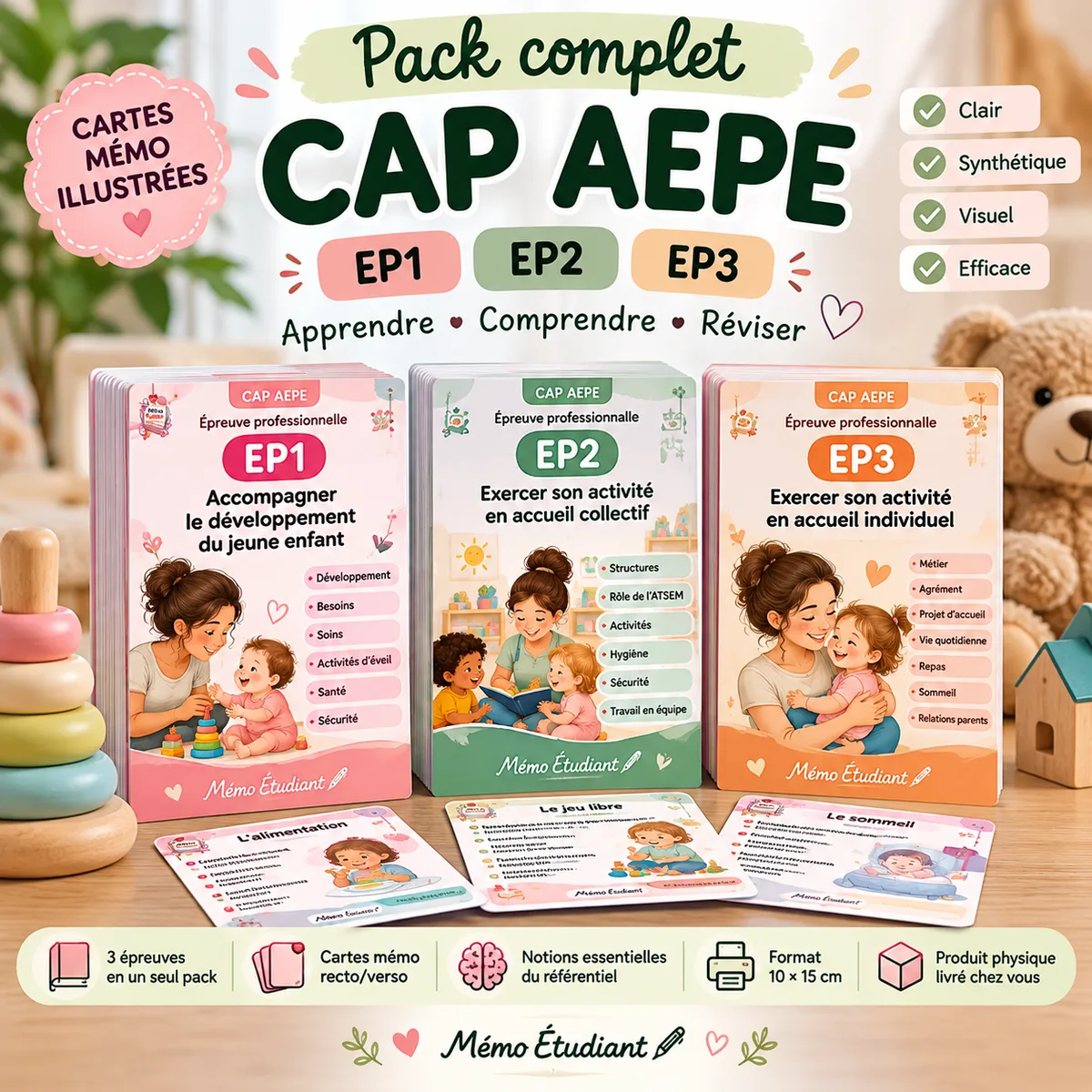 Couverture de la ressource « Pack Mémo CAP AEPE – EP1 • EP2 • EP3 »